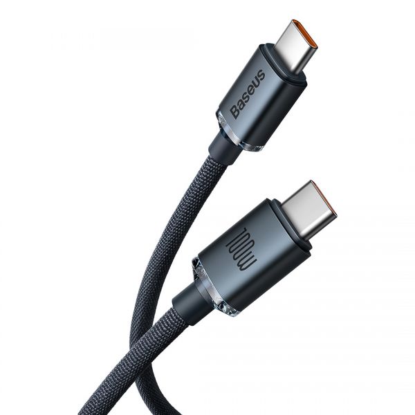 Кабель Baseus Crystal Shine Series Fast Charging Data Cable Type-C to Type-C 100W 2m Black - фото 2
