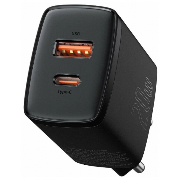 Сетевое зарядное устройство Baseus СЗУ Compact Quick Charger U+C 20W EU черный - фото 2