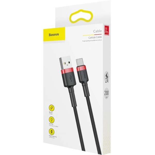 Кабель Baseus cafule Cable USB For Type-C 3A 1M Red+Black - фото 5