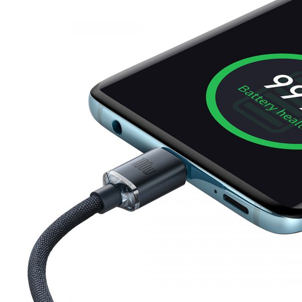 Кабель Baseus Crystal Shine Series Fast Charging Data Cable Type-C to Type-C 100W 1.2m Black - фото 4