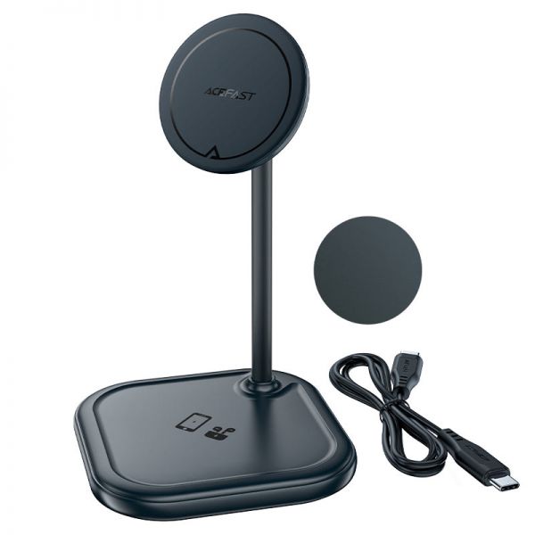 Беспроводное зарядное устройство Acefast E6, 2 в1, 22.5Вт (серый) - фото 5