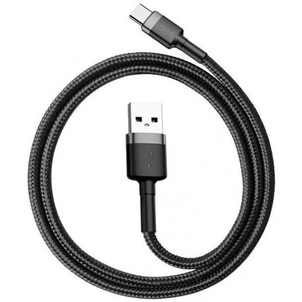 Кабель Baseus cafule Cable USB For Type-C 3A 0.5m серый+черный - фото 1