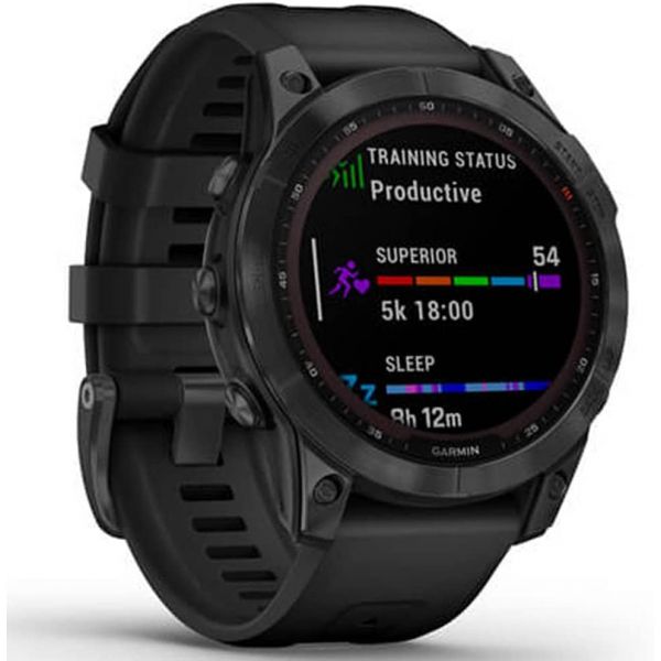 Умные часы Garmin FENIX 7 Solar серый с черным ремешком - фото 2