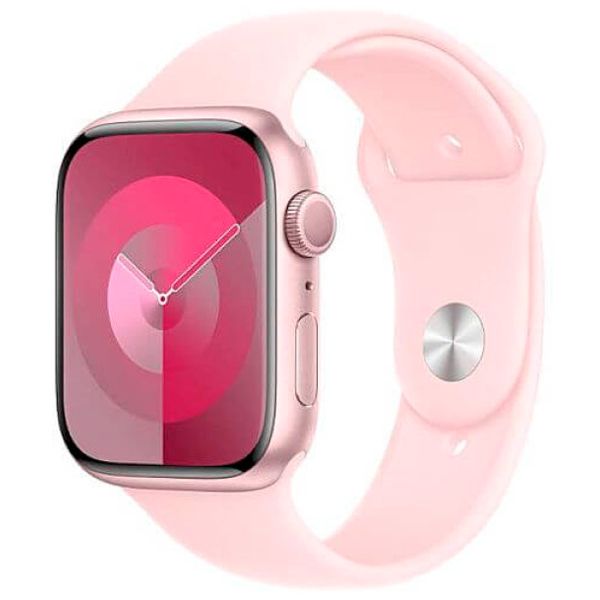 Apple Watch Series 9, 45 мм, алюминиевый корпус розовый, спортивный ремешок розовый (M/L) - фото 1