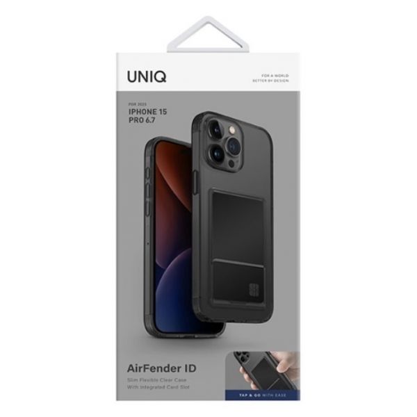 Чехол Uniq для iPhone 15 Pro Max Air Fender ID (cardslot) Серый - фото 6