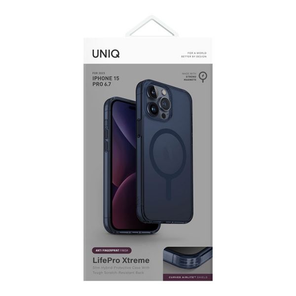 Чехол Uniq для iPhone 15 Pro Max Lifepro Xtreme AF Дымчатый синий (MagSafe) - фото 7
