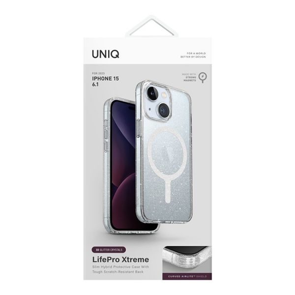 Чехол Uniq для iPhone 15 Lifepro Xtreme Мишура (MagSafe) - фото 6