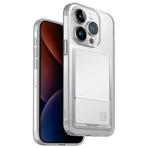 Чехол Uniq для iPhone 15 Pro Air Fender ID (cardslot) Прозрачный - фото 1