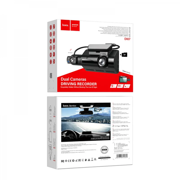 Авторегистратор Hoco DI07, дисплей 3", 2 камеры, 120°, 200мАч, MicroSD до 32Гб (черный) - фото 10