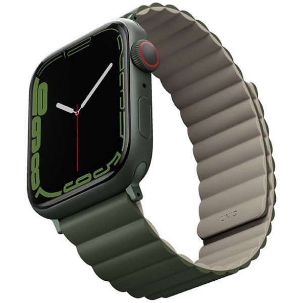 Ремешок Uniq для Apple Watch 49/45/44/42 mm Revix reversible Magnetic Зеленый/Темно-серый - фото 2
