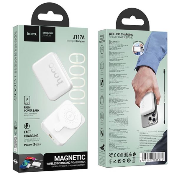 Внешний аккумулятор с беспроводной зарядкой Hoco J117A Esteem, 10000мАч, PD20Вт (белый) - фото 4