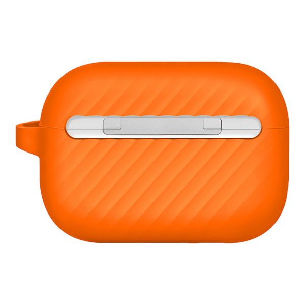 Чехол силиконовый Uniq для Airpods Pro 2 чехол Vencer Силиконовый чехол + карабин и ремешок Апельсин - фото 2