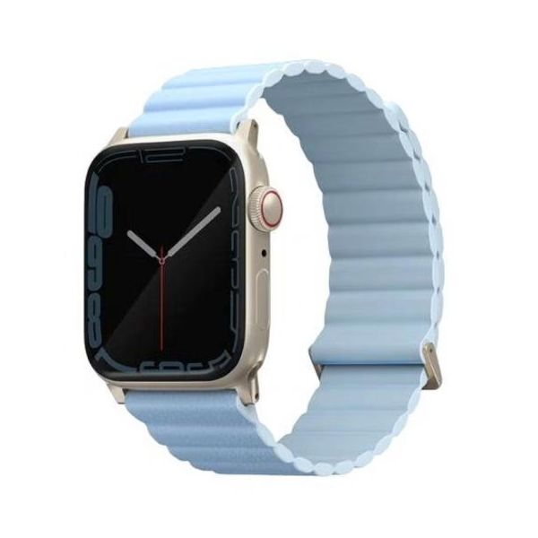 Ремешок Uniq для Apple Watch 41/40/38 mm ремешок Revix Premium Ed. Кожа/Силикон Арктика/Мягкий синий - фото 2