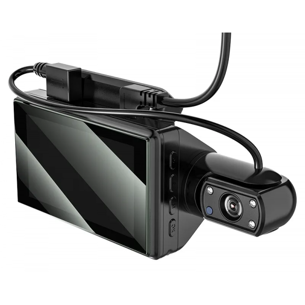 Авторегистратор Hoco DI07, дисплей 3", 2 камеры, 120°, 200мАч, MicroSD до 32Гб (черный) - фото 3