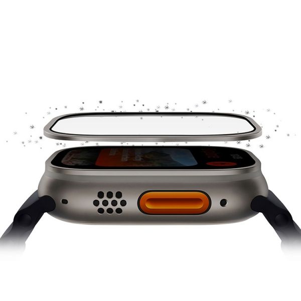 Защитное стело Uniq стекло для Apple Watch Ultra 49 mm OPTIX DUO PRO Anti-reflective Glass + Stainless steel frame - фото 3