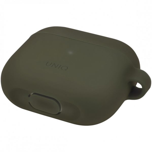 Чехол силиконовый Uniq для Airpods Pro 2 чехол Vencer Силиконовый чехол + карабин и ремешок Зеленый - фото 4
