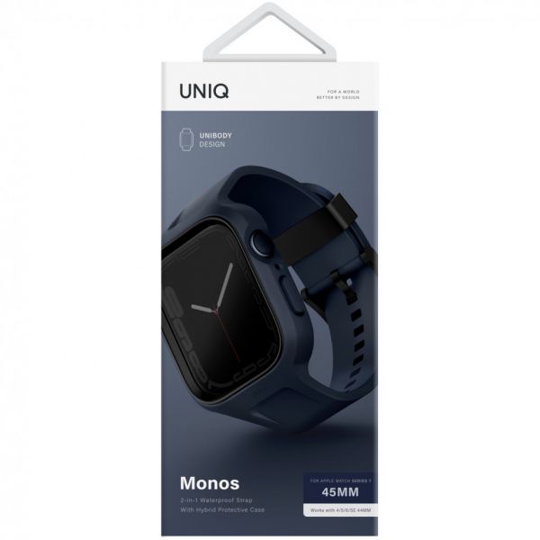 Ремешок Uniq для Apple Watch 45/44 mm чехол+ремень Monos 2-in-1 чехол+ремешок Синий - фото 4