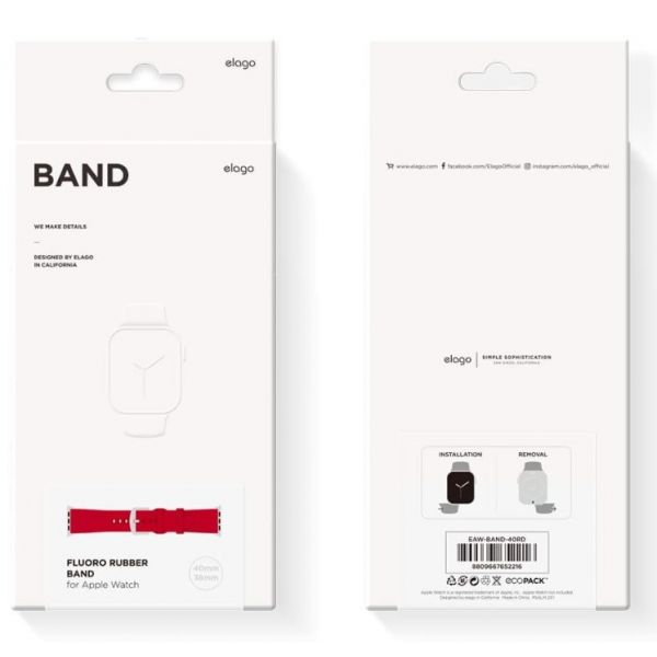 Ремешок Elago для Apple Watch 38/40/41 mm Sport Rubber strap Красный - фото 5