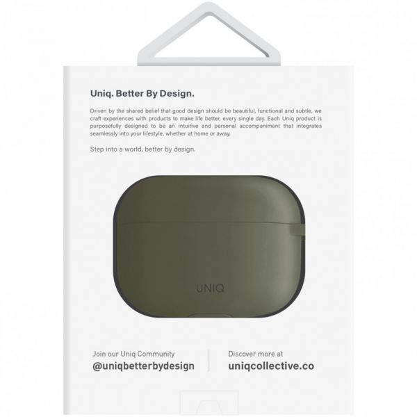 Чехол силиконовый Uniq для Airpods Pro 2 чехол Vencer Силиконовый чехол + карабин и ремешок Зеленый - фото 8