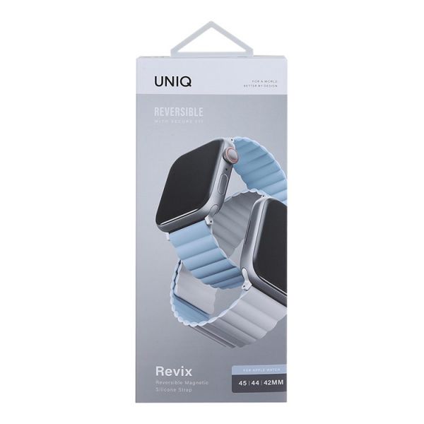 Ремешок Uniq для Apple Watch 41/40/38 mm Revix reversible Magnetic Белый/Арктический синий - фото 7