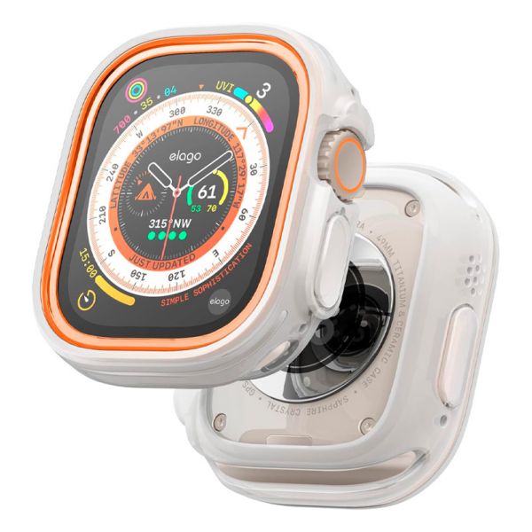 Ремешок Elago для Apple Watch Ultra 49 mm чехол DUO case Прозрачный/Оранжевый - фото 1