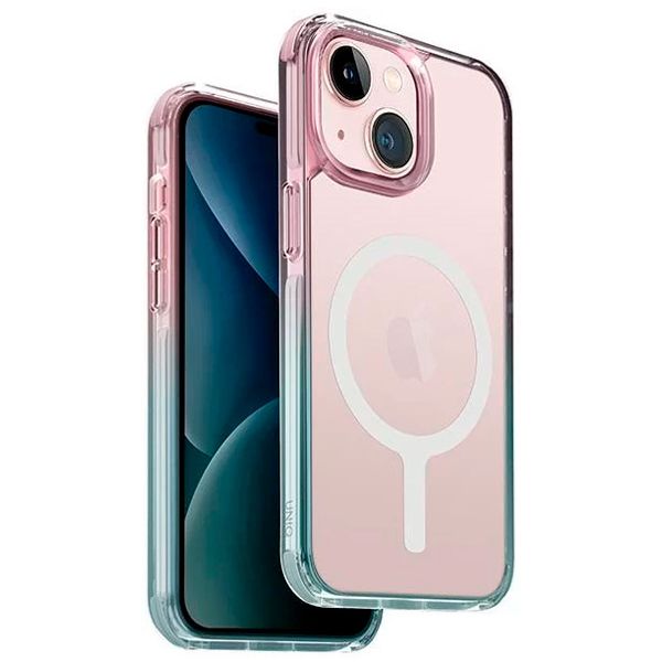 Чехол Uniq для iPhone 15 Combat DUO Синий/Розовый (MagSafe) - фото 1