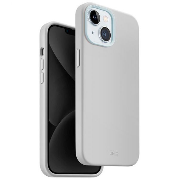 Чехол Uniq для iPhone 15 LINO Мел серый (Magsafe) - фото 1