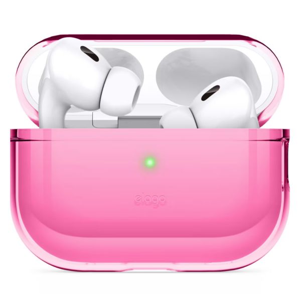 Чехол силиконовый Elago для AirPods Pro 2 Clear case Неоново-ярко-розовый - фото 3