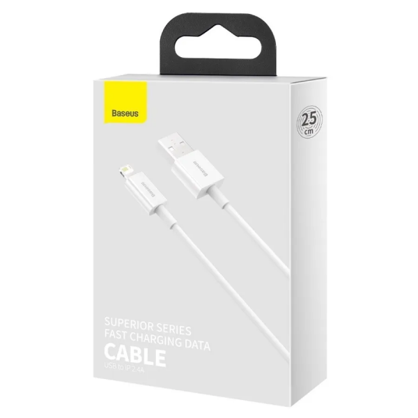Кабель Baseus Superior Series Fast Charging Data Cable USB to iP 2.4A 0.25m White - фото 5
