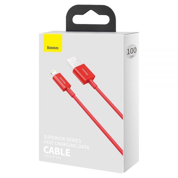 Кабель Baseus Superior Series Fast Charging Data Cable USB to iP 2.4A 1m Red - фото 5
