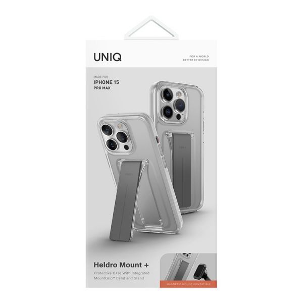 Чехол Uniq для iPhone 15 Pro Max Heldro Mount с прозрачной подставкой - фото 7
