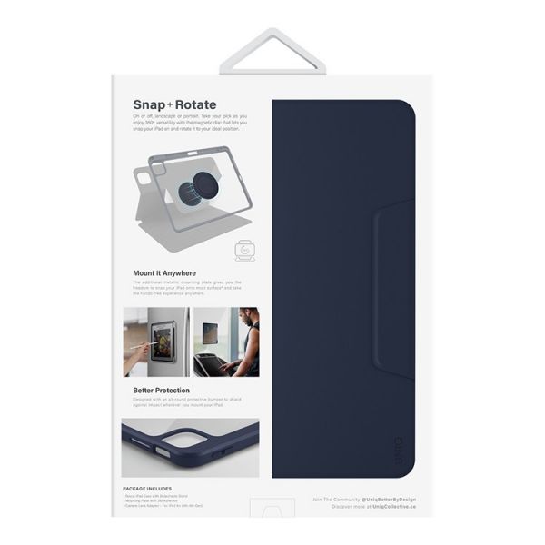 Чехол Uniq для iPad Pro 11 (2022/21) / Air 10.9 (2022/20) ROVUS Magnetic 360 Rotating Detachable синий - фото 7