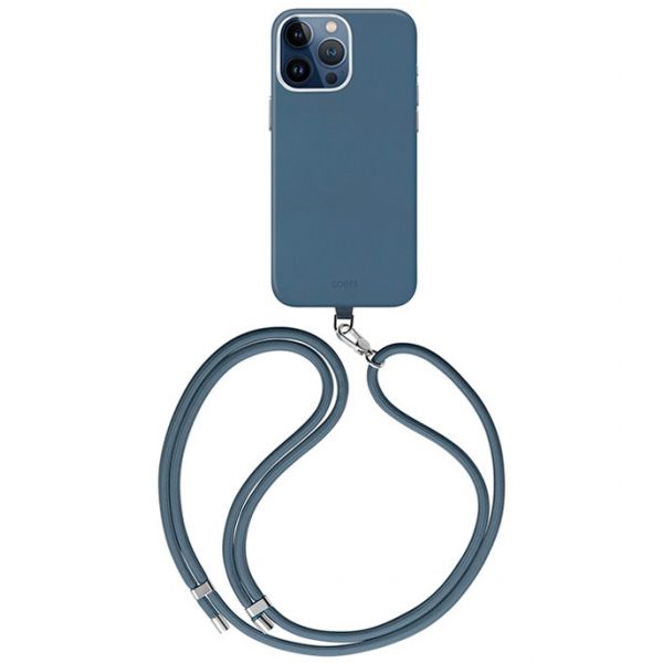 Чехол Uniq для iPhone 15 Pro COEHL MUSE Leatherette с ремешком Сапфировый синий (MagSafe) - фото 1
