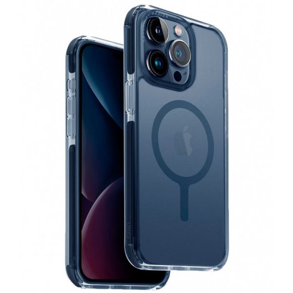 Чехол Uniq для iPhone 15 Pro Max Combat AF Дымчатый синий (MagSafe) - фото 1