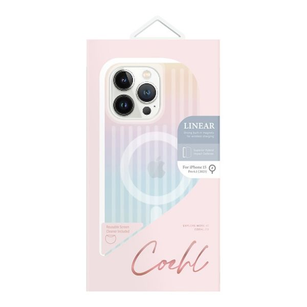 Чехол Uniq для iPhone 15 Pro COEHL Линейный Радужный (MagSafe) - фото 3