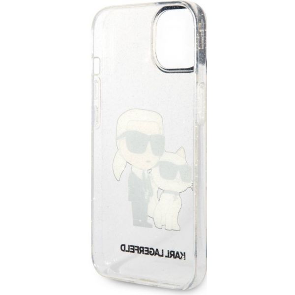 Чехол Lagerfeld для iPhone 15 PC/TPU NFT Karl & Choupette Hard Glitter Прозрачный - фото 3