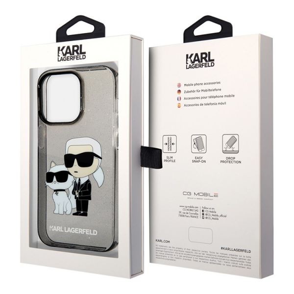 Чехол Lagerfeld для iPhone 15 Pro PC/TPU NFT Karl & Choupette Hard Блеск Черный - фото 5