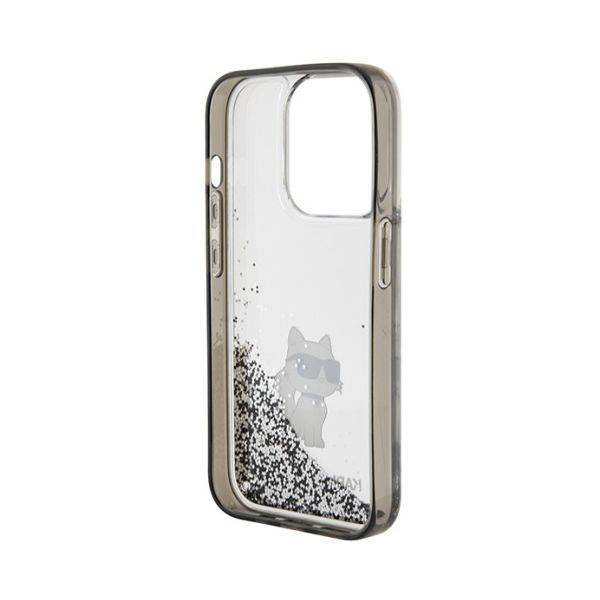 Чехол Lagerfeld для iPhone 15 Pro Max Liquid Glitter NFT Choupette Hard Прозрачный/черный - фото 5