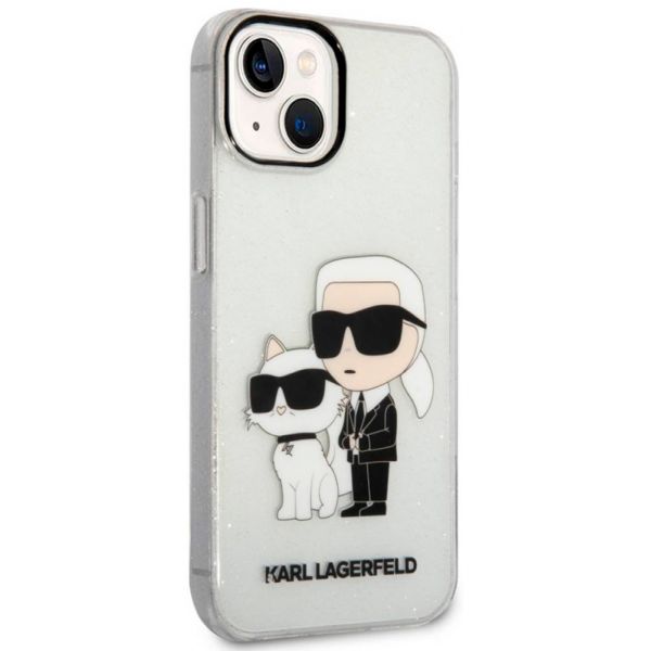 Чехол Lagerfeld для iPhone 15 PC/TPU NFT Karl & Choupette Hard Glitter Прозрачный - фото 1