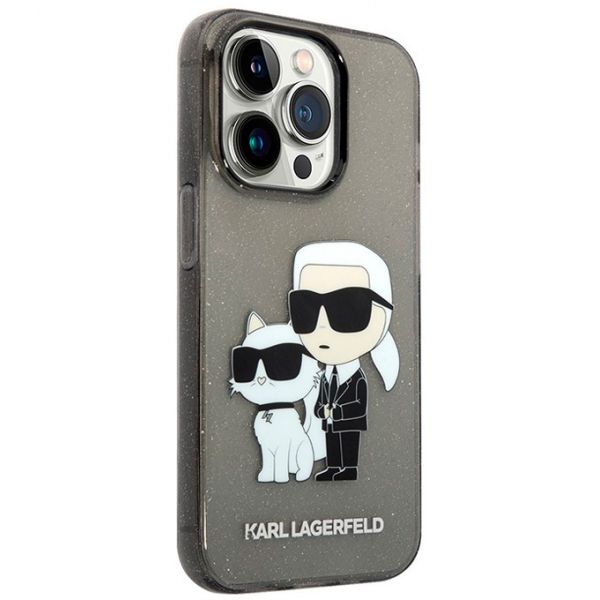 Чехол Lagerfeld для iPhone 15 Pro PC/TPU NFT Karl & Choupette Hard Блеск Черный - фото 1