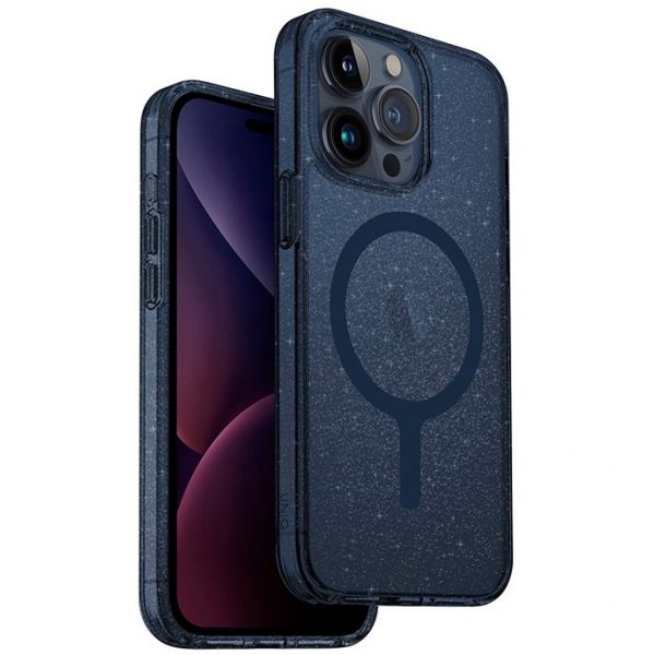 Чехол Uniq для iPhone 15 Pro Max Lifepro Xtreme Мишура Синяя (MagSafe) - фото 1