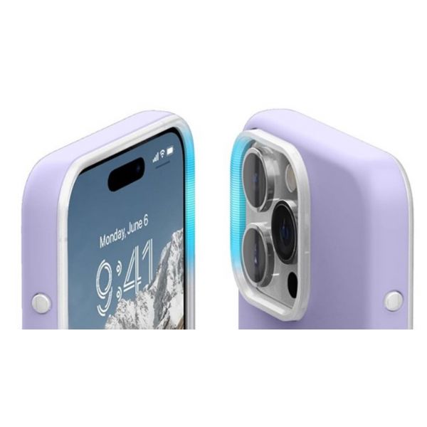 Чехол Elago для iPhone 15 Pro GLIDE (tpu+pc) Прозрачный/фиолетовый (MagSafe) - фото 4