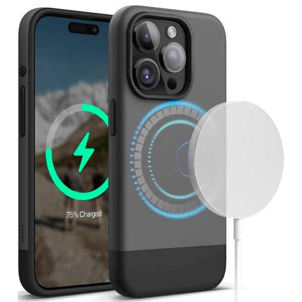 Чехол Elago для iPhone 15 Pro Max GLIDE (tpu+pc) Темно-серый/черный (MagSafe) - фото 1
