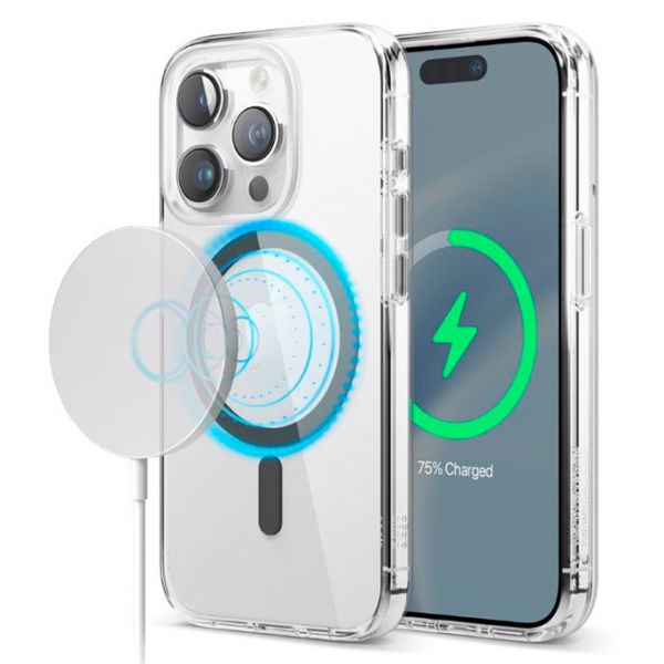 Чехол Elago для iPhone 15 Pro Max HYBRID (pc/tpu) Прозрачный/черный (MagSafe) - фото 1
