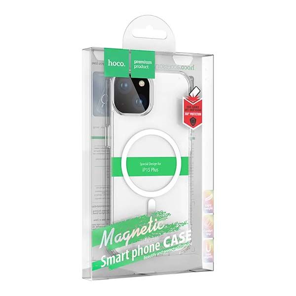 Чехол-накладка Hoco Light Series TPU magnetic protective для iPhone 15 Plus, полиуретан, прозрачный 2