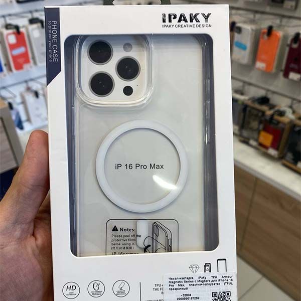 Чехол-накладка iPaky TPU Armour Magnetic Series с MagSafe для iPhone 16 Pro Max, пластик+полиуретан (TPU), прозрачный 4