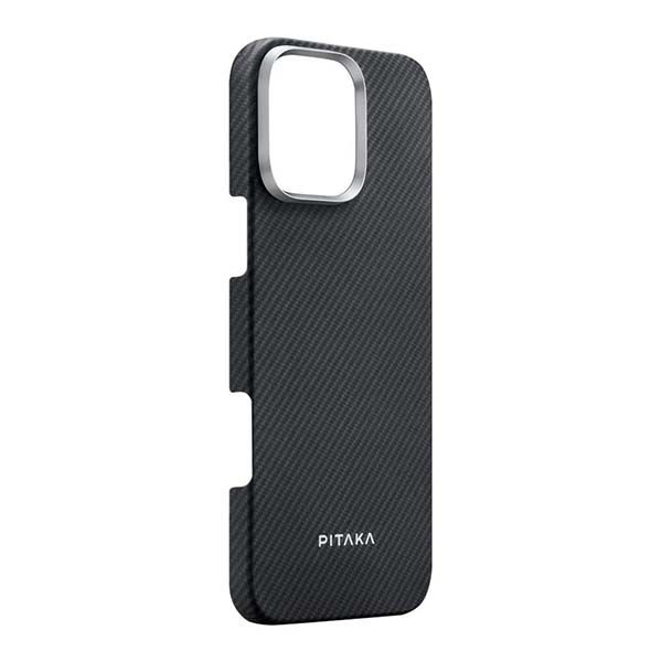 Чехол-накладка Pitaka Ultra-Slim Case с MagSafe для iPhone 16 Pro, кевлар, чёрный без телефона с боку