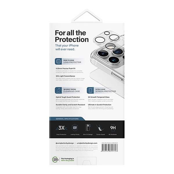 Чехол-накладка Uniq ClearVue 360 для iPhone 16 Pro Max, пластик+полиуретан (TPU), прозрачный 3