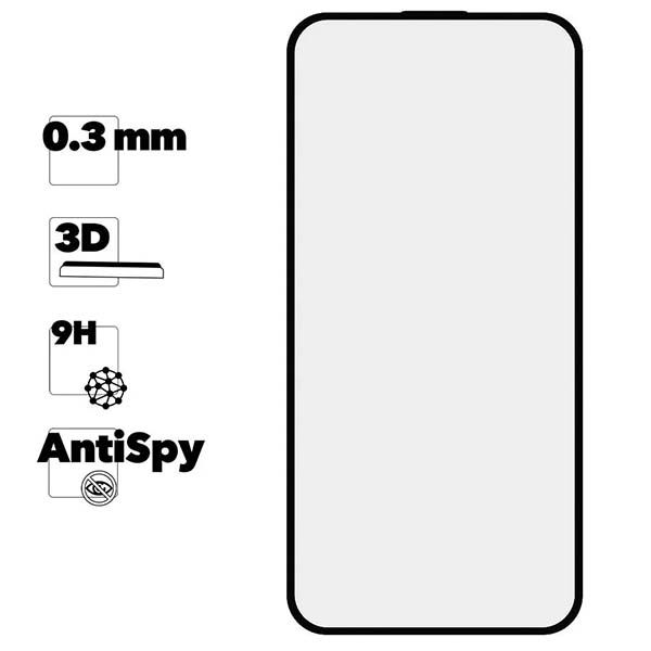 Защитное стекло на экран Remax GL-27 для iPhone 12 Pro Max, 6,7'', 3D, 9H, антишпион, тонкая рамка, тряпочки + салфетки, retail pack., чёрный