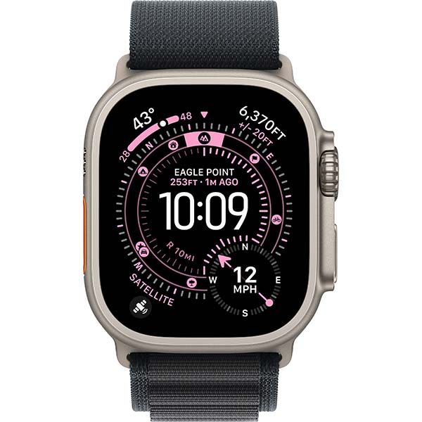 Apple Watch Ultra 3 (2025), 49 мм, корпус «натуральный титановый», ремешок Alpine чёрный (M/L) фото 2